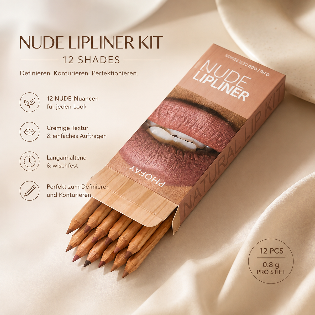 PHOFAY Nude Lip Liner Collection – 12 Shades